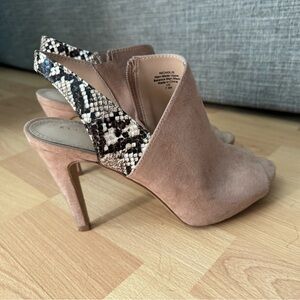 Kelly and Katie open toe suede shoes.